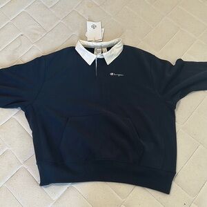 Champion Dark Blue Pullover with White Collar